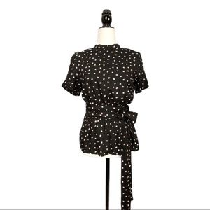 NWT Vero Moda Black Polka Dot Bow Tie Top XS